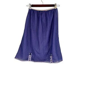 Vintage Polka Dot Sheer Lingerie S Purple Petticoat Slip  Floral Lace Bows 60s